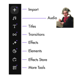 Movavi toolbar with Audio tools
